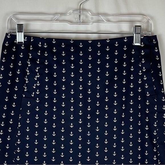 J Crew Navy With White Anchors Vacation Cruise Sailing Skirt NWOT Size 0 - Picture 2 of 10